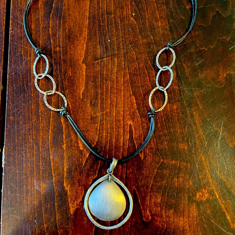 Silpada leather and silver necklace